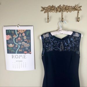 Marina Navy Sequined cocktail dress